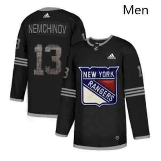 Mens Adidas New York Rangers 13 Sergei Nemchinov Black Authentic Classic Stitched NHL Jersey